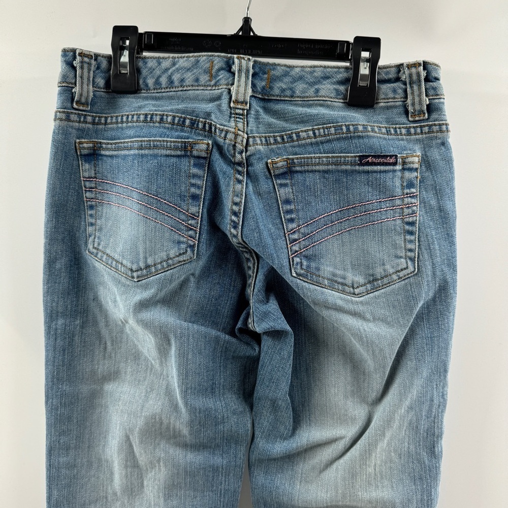 Aeropostale Vintage Y2K Low Rise Straight Leg Jeans Pink Detail Size 1/2 - Picture 6 of 8